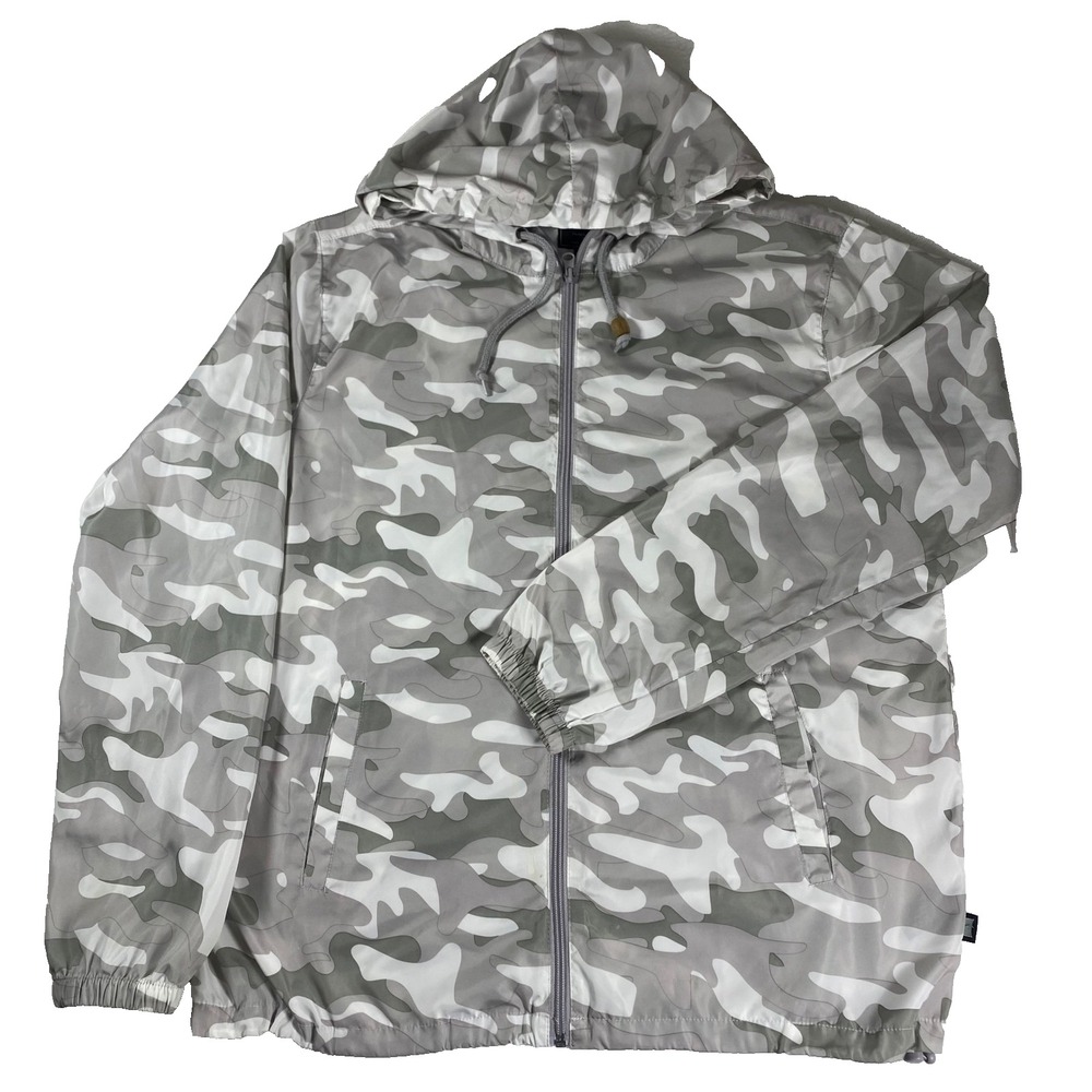 Beautiful Giant Men Camouflage Hooded Windbreaker Jacket Lightweight Size XL